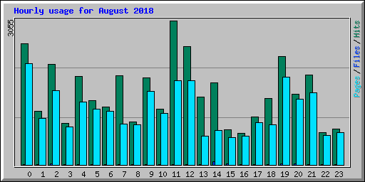 Hourly usage for August 2018